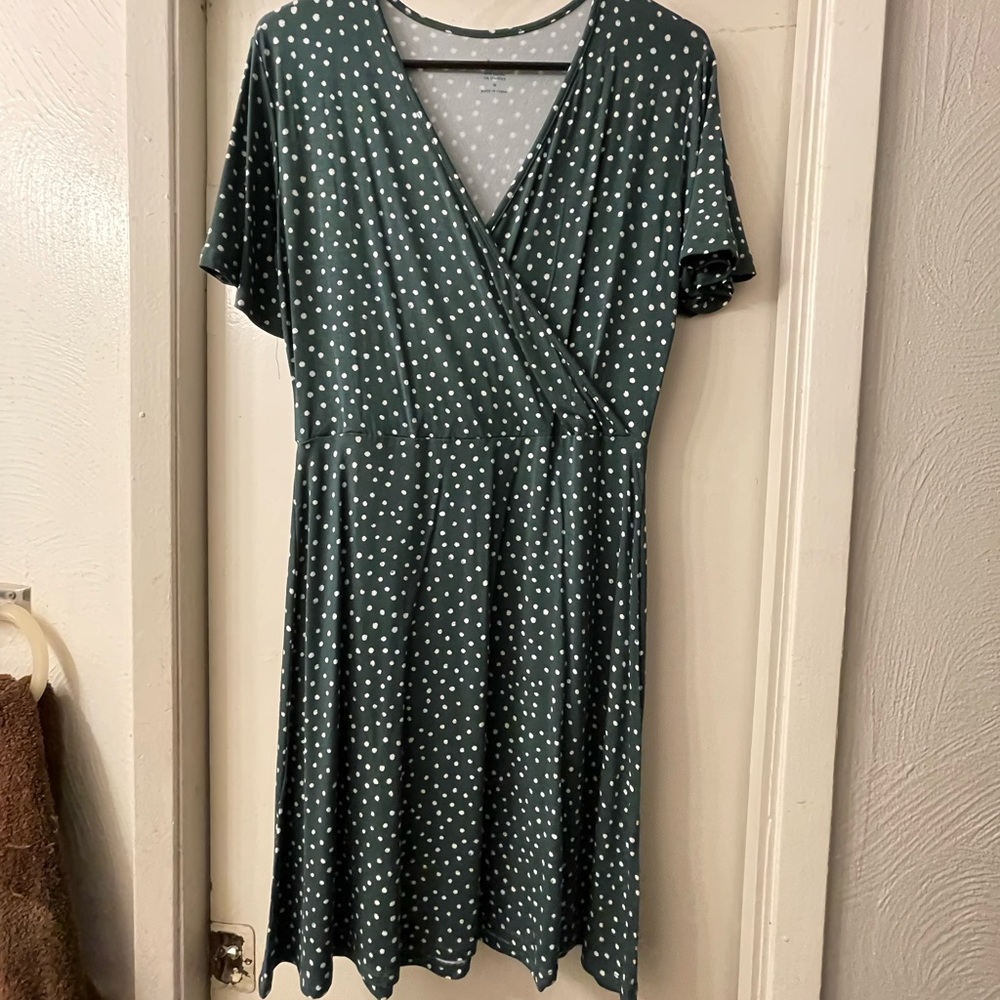NWT never worn emerald green polka dots dress